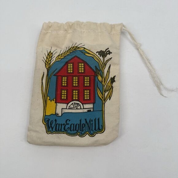 Handmade War Eagle Mill Small Drawstring Bag 7”x5” Graphic Print - Picture 1 of 7